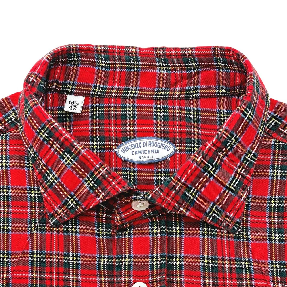 Americana Workwear Vincenzo di Ruggiero Flannel Men’s 16.5 Red Tartan Italian... - Picture 4 of 13